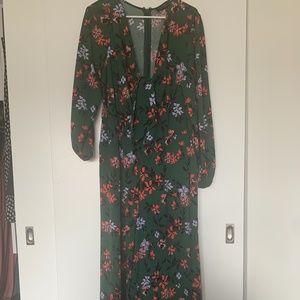 Eloquii green floral tie front jumpsuit size 14
